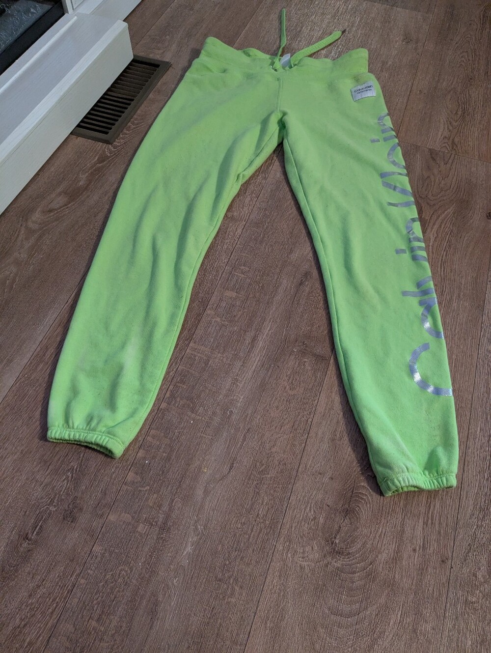 Neon Green Calvin Klein Sweatpants with Side Script